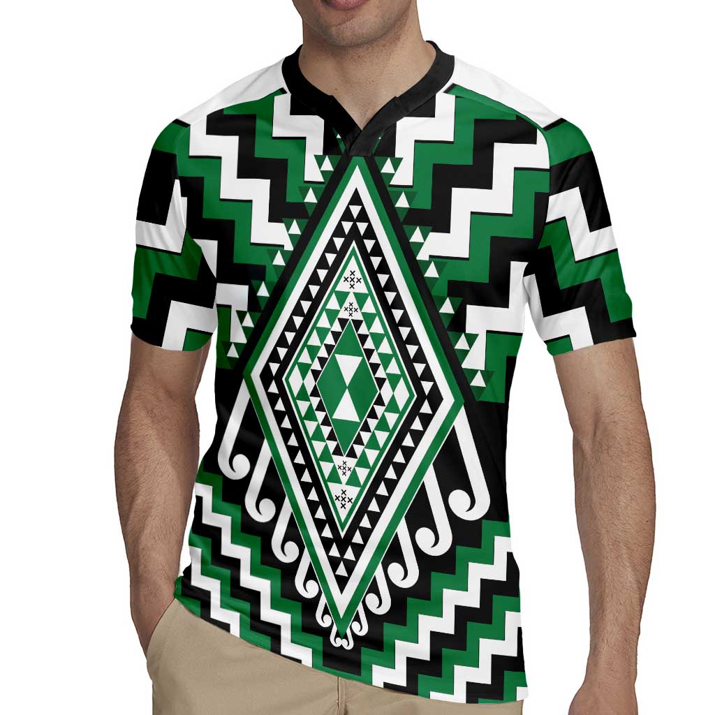 Green Aotearoa Taniko Poutama Patikitiki Rugby Jersey LT14 - Polynesian Pride