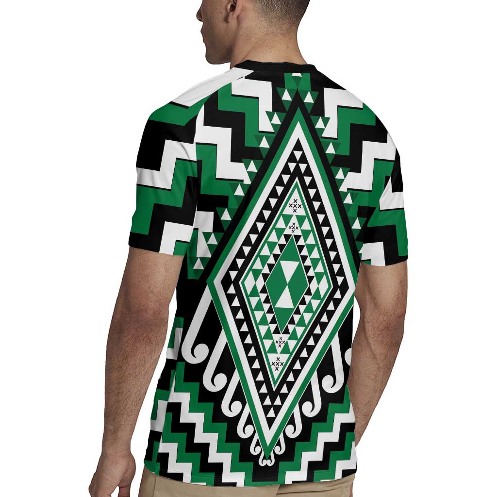 Green Aotearoa Taniko Poutama Patikitiki Rugby Jersey LT14 - Polynesian Pride