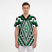 Green Aotearoa Taniko Poutama Patikitiki Scrub Top - Polynesian Pride