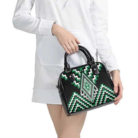 Green Aotearoa Taniko Poutama Patikitiki Shoulder Handbag