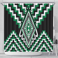 Green Aotearoa Taniko Poutama Patikitiki Shower Curtain