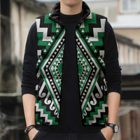 Green New Zealand Taniko Poutama Patikitiki Sleeveless Puffer Jacket - Polynesian Pride