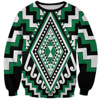 Green Aotearoa Taniko Poutama Patikitiki Sweatshirt