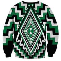Green Aotearoa Taniko Poutama Patikitiki Sweatshirt