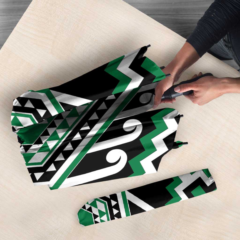 Green New Zealand Taniko Poutama Patikitiki Umbrella - Polynesian Pride