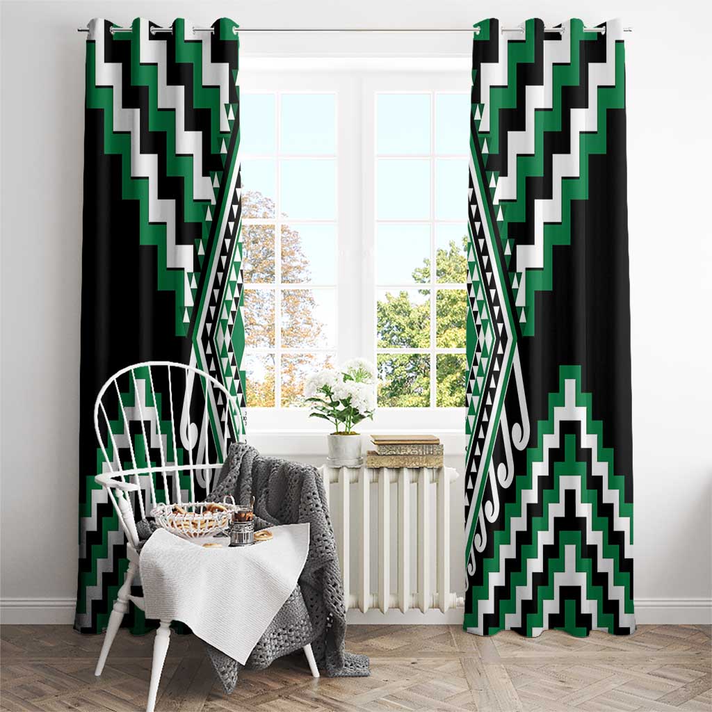 Green Aotearoa Taniko Poutama Patikitiki Window Curtain