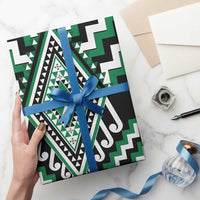Green Aotearoa Taniko Poutama Patikitiki Wrapping Paper - Polynesian Pride