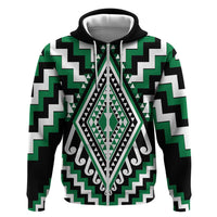 Green Aotearoa Taniko Poutama Patikitiki Zip Hoodie