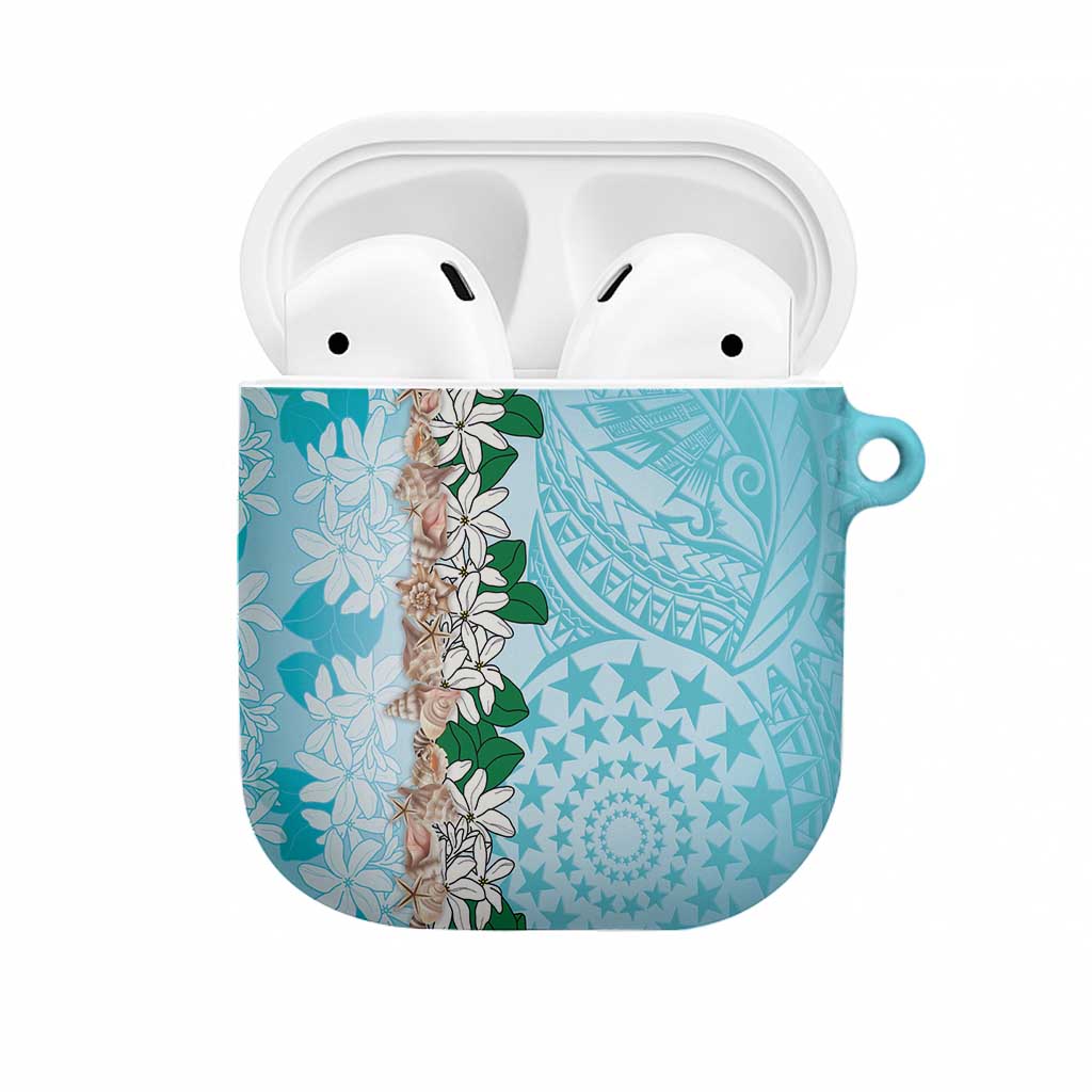 Cook Islands Tiare Maori With Conch Shell AirPods Case Pasifika Fest Polynesian Tattoo Turquoise