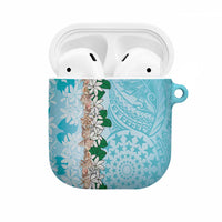 Cook Islands Tiare Maori With Conch Shell AirPods Case Pasifika Fest Polynesian Tattoo Turquoise LT14 Turquoise - Polynesian Pride