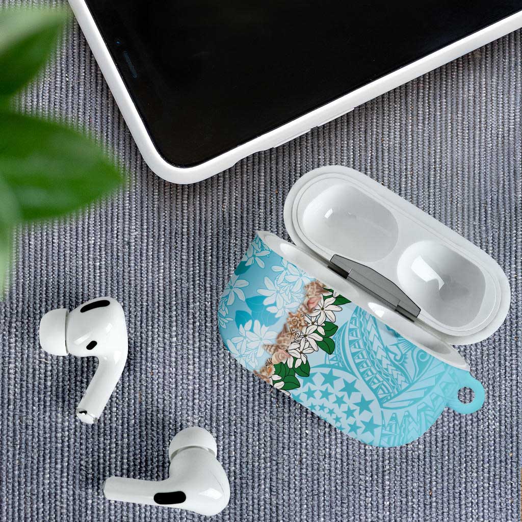 Cook Islands Tiare Maori With Conch Shell AirPods Case Pasifika Fest Polynesian Tattoo Turquoise LT14 - Polynesian Pride