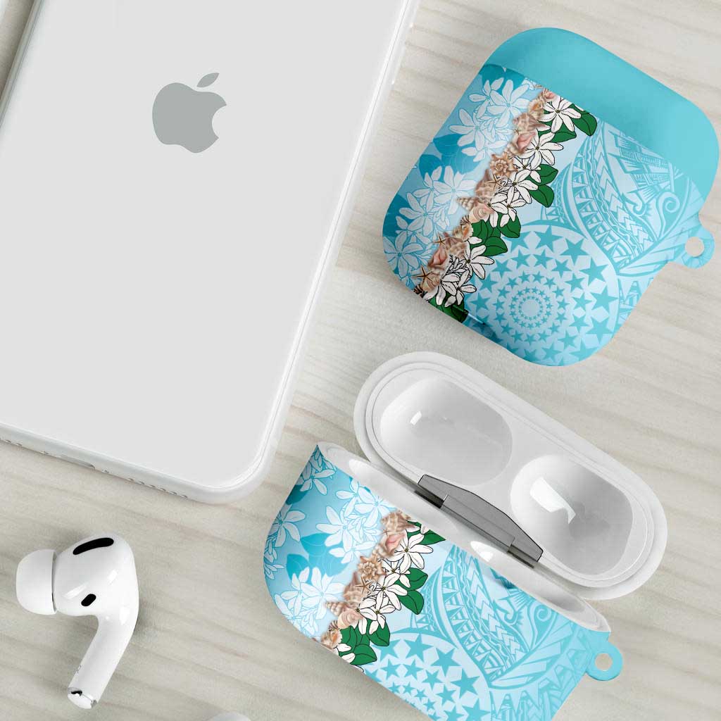 Cook Islands Tiare Maori With Conch Shell AirPods Case Pasifika Fest Polynesian Tattoo Turquoise LT14 - Polynesian Pride