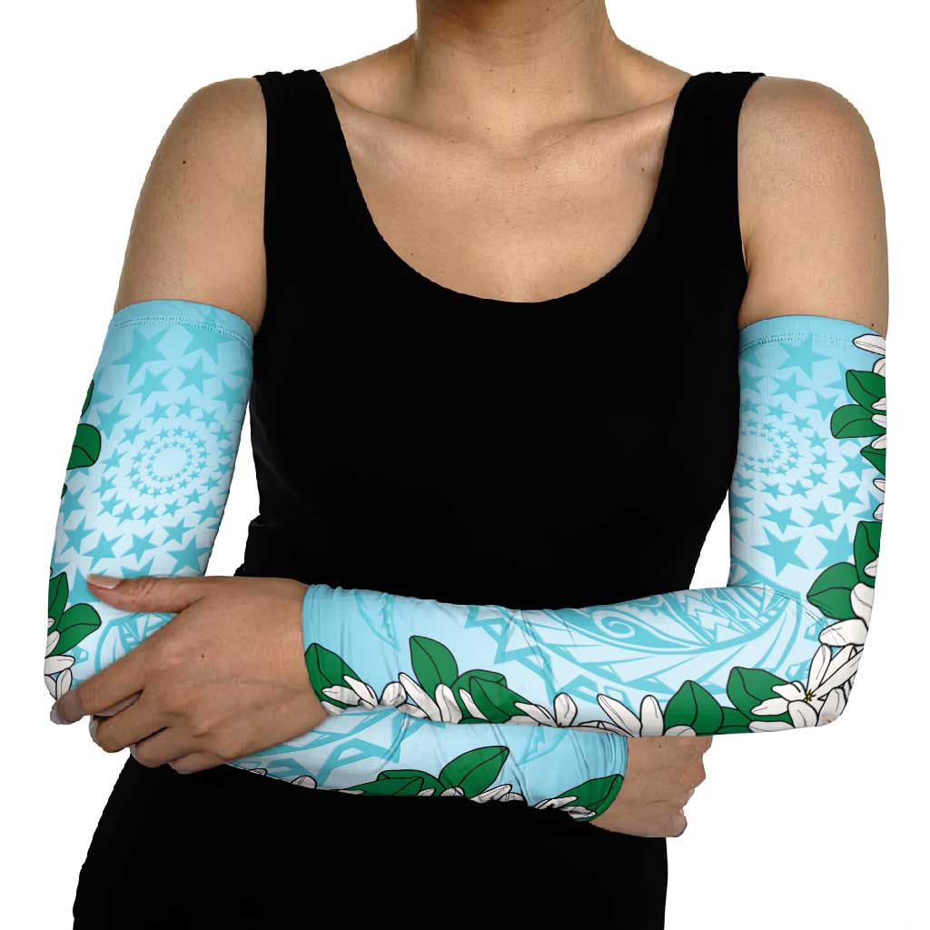 Cook Islands Tiare Maori With Conch Shell Arm Sleeves Pasifika Fest Polynesian Tattoo Turquoise