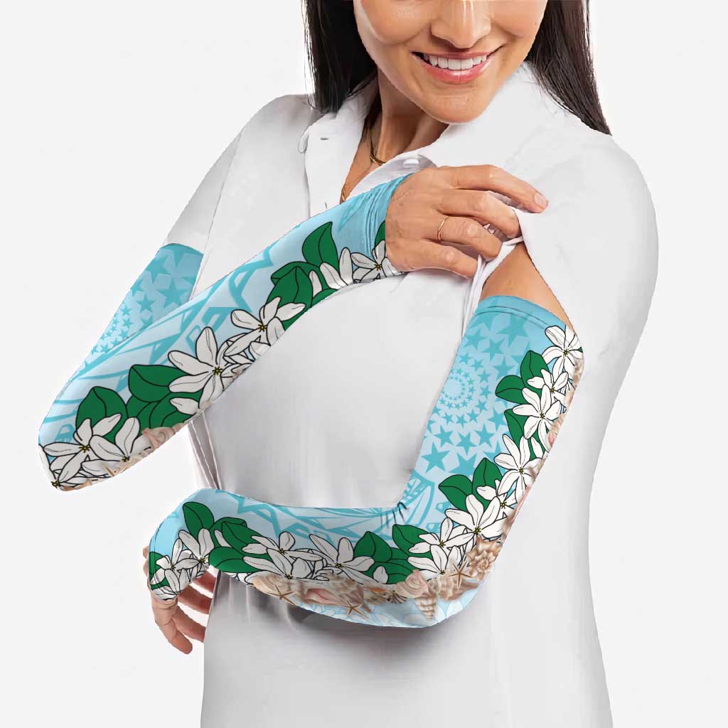 Cook Islands Tiare Maori With Conch Shell Arm Sleeves Pasifika Fest Polynesian Tattoo Turquoise