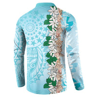 Cook Islands Tiare Maori With Conch Shell Button Sweatshirt Pasifika Fest Polynesian Tattoo Turquoise