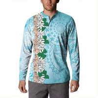 Cook Islands Tiare Maori With Conch Shell Button Sweatshirt Pasifika Fest Polynesian Tattoo Turquoise