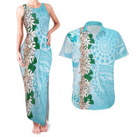 Cook Islands Tiare Maori With Conch Shell Couples Matching Tank Maxi Dress and Hawaiian Shirt Pasifika Fest Polynesian Tattoo Turquoise LT14 Turquoise - Polynesian Pride