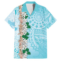 Cook Islands Tiare Maori With Conch Shell Family Matching Off Shoulder Maxi Dress and Hawaiian Shirt Pasifika Fest Polynesian Tattoo Turquoise
