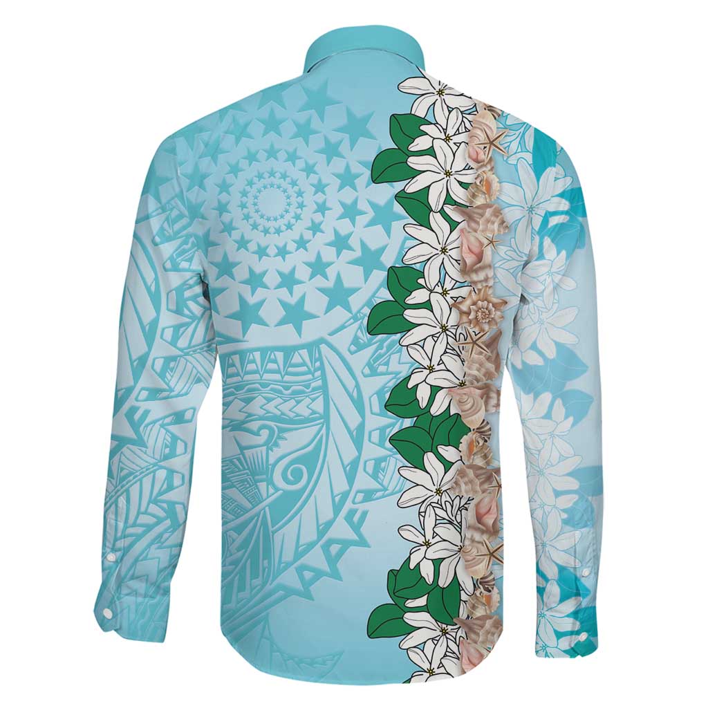 Cook Islands Tiare Maori With Conch Shell Family Matching Short Sleeve Bodycon Dress and Hawaiian Shirt Pasifika Fest Polynesian Tattoo Turquoise LT14 - Polynesian Pride