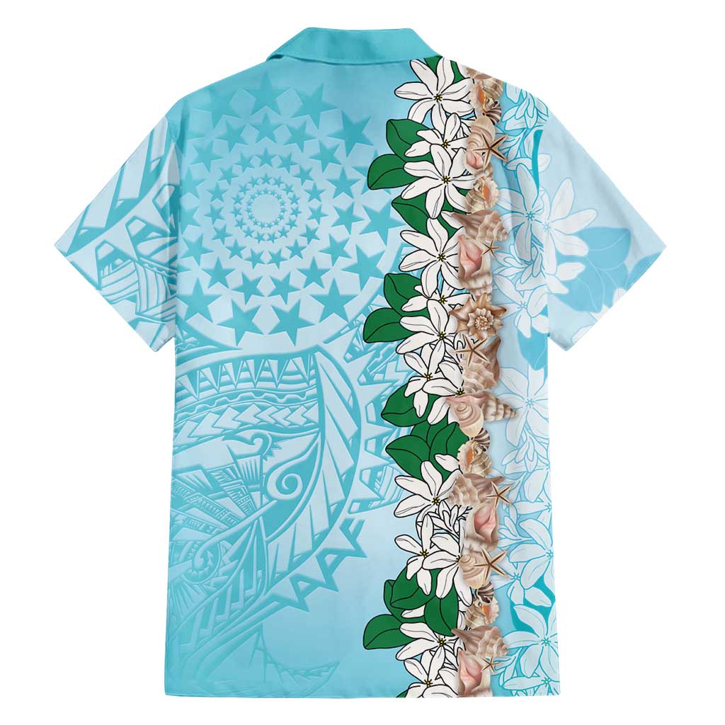 Cook Islands Tiare Maori With Conch Shell Family Matching Tank Maxi Dress and Hawaiian Shirt Pasifika Fest Polynesian Tattoo Turquoise LT14 - Polynesian Pride