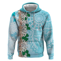 Cook Islands Tiare Maori With Conch Shell Hoodie Pasifika Fest Polynesian Tattoo Turquoise