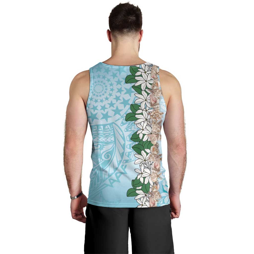 Cook Islands Tiare Maori With Conch Shell Men Tank Top Pasifika Fest Polynesian Tattoo Turquoise