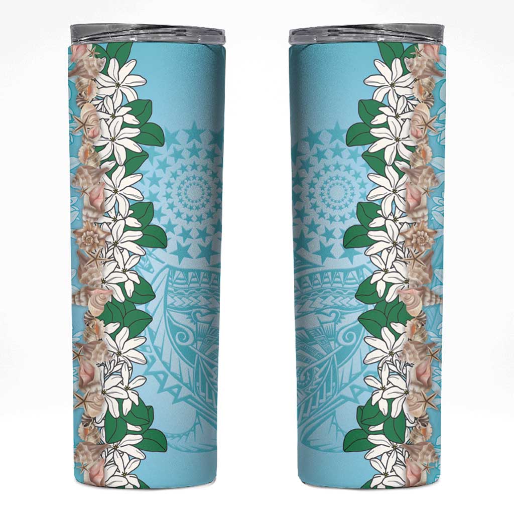 Cook Islands Tiare Maori With Conch Shell Skinny Tumbler Pasifika Fest Polynesian Tattoo Turquoise LT14 Turquoise - Polynesian Pride