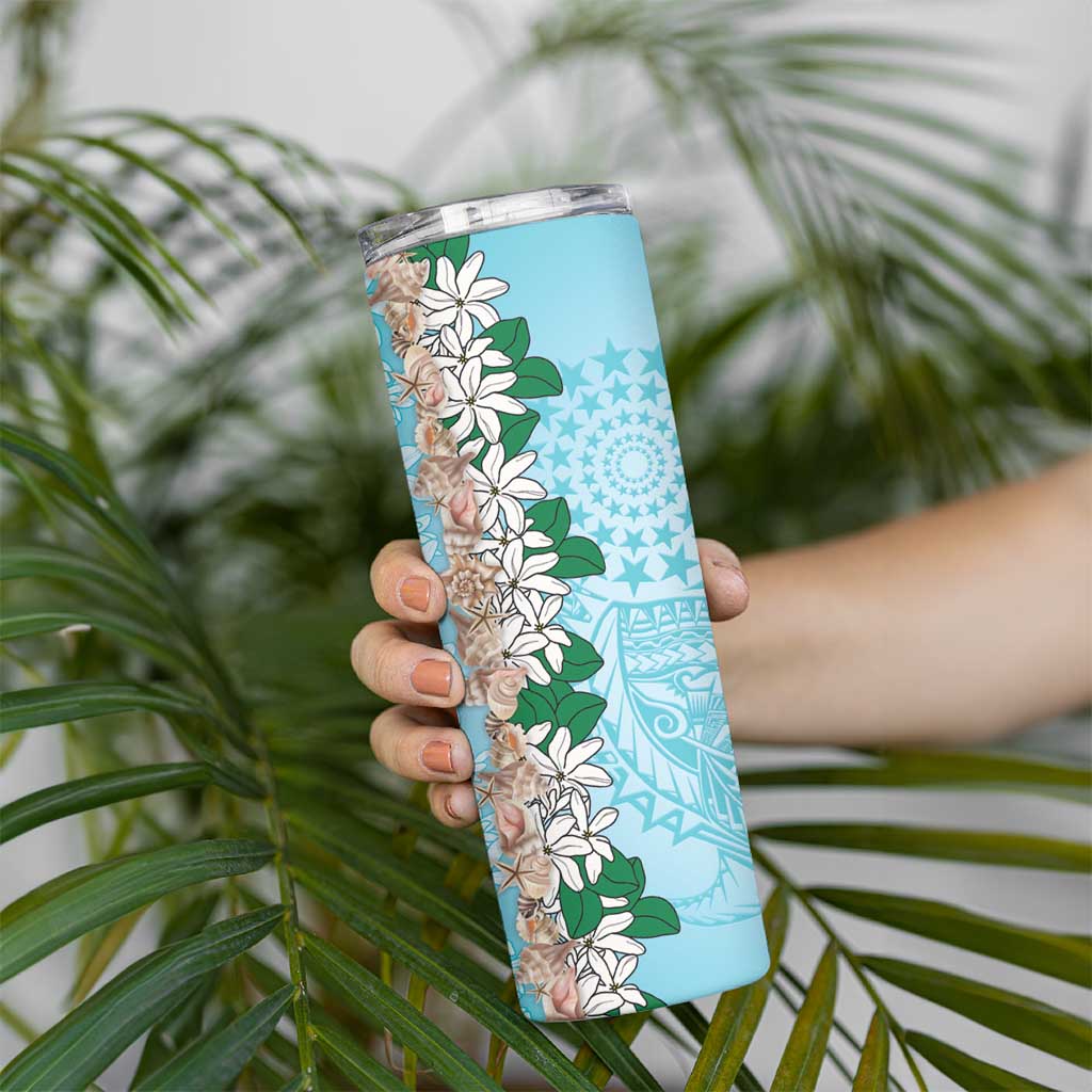 Cook Islands Tiare Maori With Conch Shell Skinny Tumbler Pasifika Fest Polynesian Tattoo Turquoise LT14 - Polynesian Pride