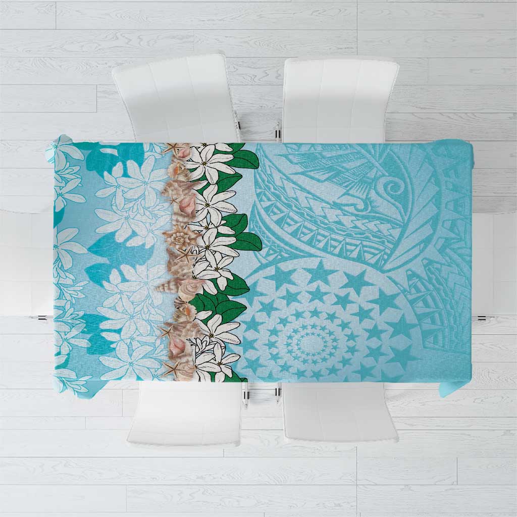 Cook Islands Tiare Maori With Conch Shell Tablecloth Pasifika Fest Polynesian Tattoo Turquoise