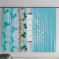 Cook Islands Tiare Maori With Conch Shell Window Curtain Pasifika Fest Polynesian Tattoo Turquoise