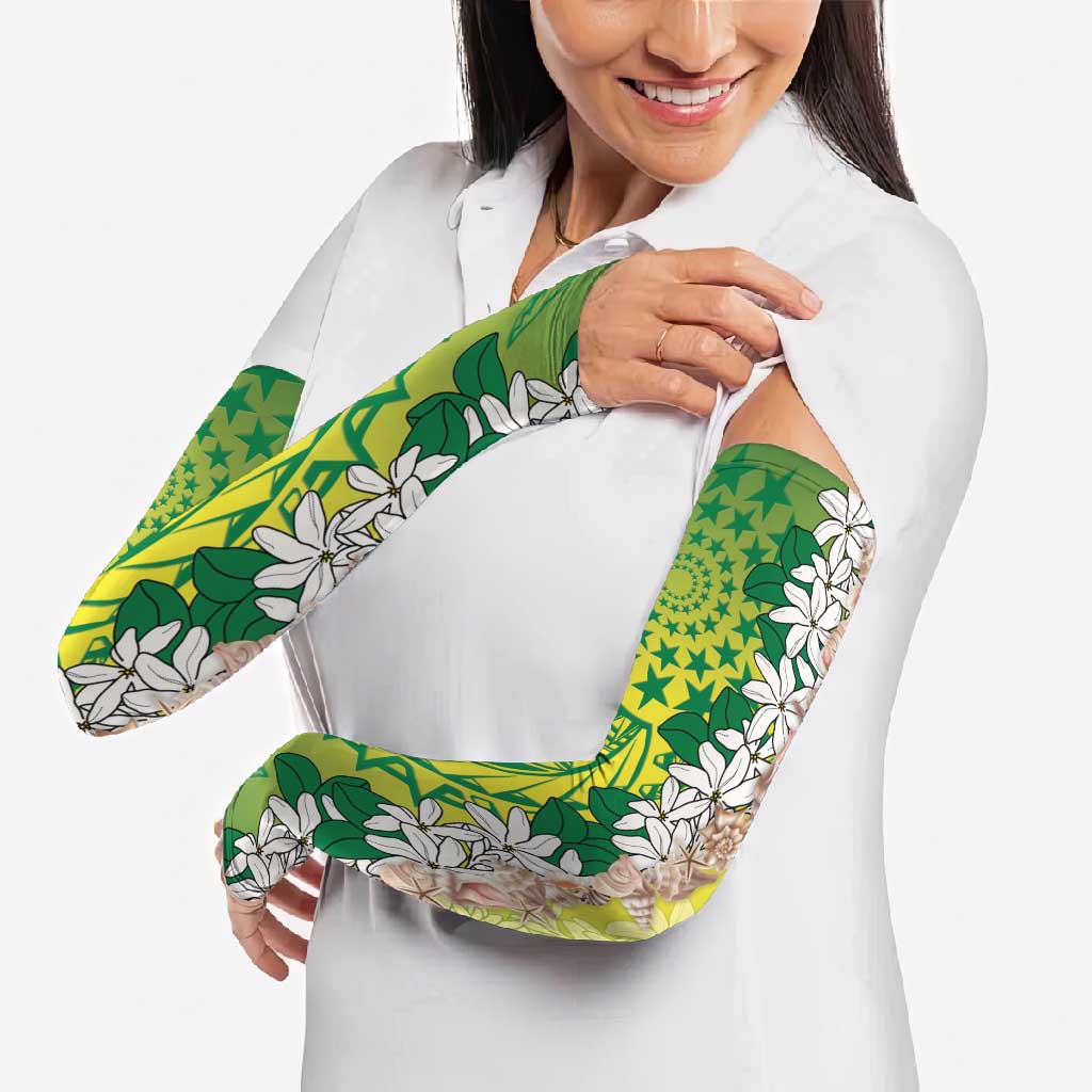 Cook Islands Tiare Maori With Conch Shell Arm Sleeves Pasifika Fest Polynesian Tattoo Green