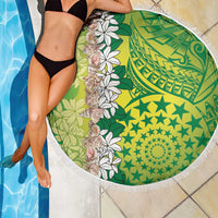 Cook Islands Tiare Maori With Conch Shell Beach Blanket Pasifika Fest Polynesian Tattoo Green