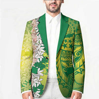 Cook Islands Tiare Maori With Conch Shell Blazer Pasifika Fest Polynesian Tattoo Green