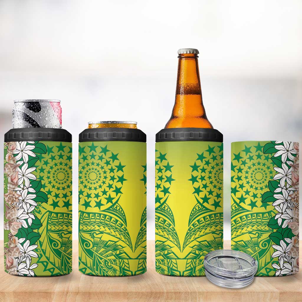 Cook Islands Tiare Maori With Conch Shell 4 in 1 Can Cooler Tumbler Pasifika Fest Polynesian Tattoo Green LT14 - Polynesian Pride