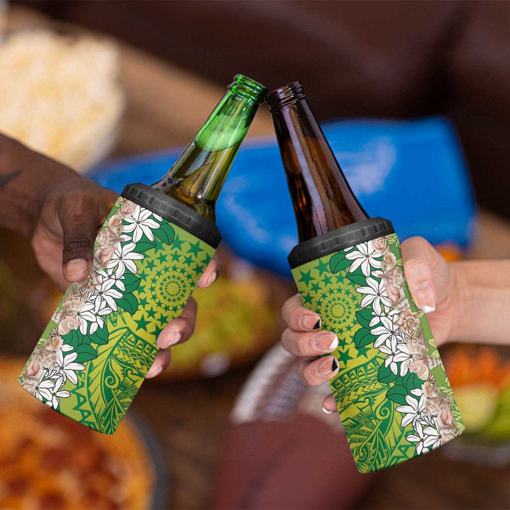 Cook Islands Tiare Maori With Conch Shell 4 in 1 Can Cooler Tumbler Pasifika Fest Polynesian Tattoo Green LT14 - Polynesian Pride