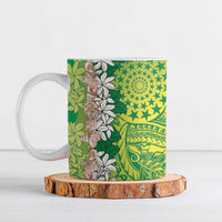 Cook Islands Tiare Maori With Conch Shell Ceramic Mug Pasifika Fest Polynesian Tattoo Green