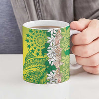Cook Islands Tiare Maori With Conch Shell Ceramic Mug Pasifika Fest Polynesian Tattoo Green