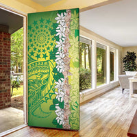 Cook Islands Tiare Maori With Conch Shell Door Cover Pasifika Fest Polynesian Tattoo Green