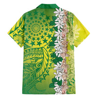 Cook Islands Tiare Maori With Conch Shell Family Matching Off Shoulder Maxi Dress and Hawaiian Shirt Pasifika Fest Polynesian Tattoo Green LT14 - Polynesian Pride