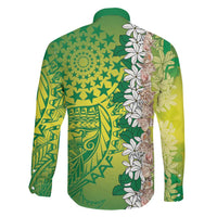 Cook Islands Tiare Maori With Conch Shell Family Matching Summer Maxi Dress and Hawaiian Shirt Pasifika Fest Polynesian Tattoo Green
