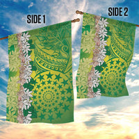 Cook Islands Tiare Maori With Conch Shell Garden Flag Pasifika Fest Polynesian Tattoo Green LT14 - Polynesian Pride