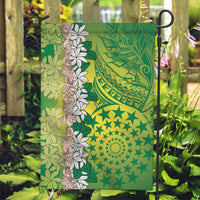 Cook Islands Tiare Maori With Conch Shell Garden Flag Pasifika Fest Polynesian Tattoo Green LT14 Garden Flag Green - Polynesian Pride