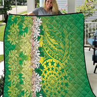 Cook Islands Tiare Maori With Conch Shell Quilt Pasifika Fest Polynesian Tattoo Green LT14 Green - Polynesian Pride