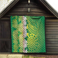 Cook Islands Tiare Maori With Conch Shell Quilt Pasifika Fest Polynesian Tattoo Green LT14 - Polynesian Pride