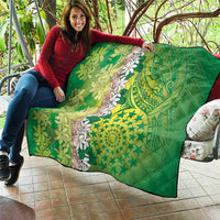 Cook Islands Tiare Maori With Conch Shell Quilt Pasifika Fest Polynesian Tattoo Green LT14 - Polynesian Pride