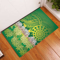 Cook Islands Tiare Maori With Conch Shell Rubber Doormat Pasifika Fest Polynesian Tattoo Green LT14 - Polynesian Pride