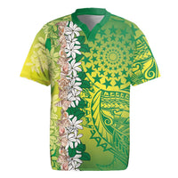 Cook Islands Tiare Maori With Conch Shell Rugby Jersey Pasifika Fest Polynesian Tattoo Green