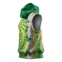 Cook Islands Tiare Maori With Conch Shell Sleeveless Hoodie Pasifika Fest Polynesian Tattoo Green LT14 - Polynesian Pride
