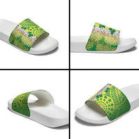 Cook Islands Tiare Maori With Conch Shell Slide Sandals Pasifika Fest Polynesian Tattoo Green