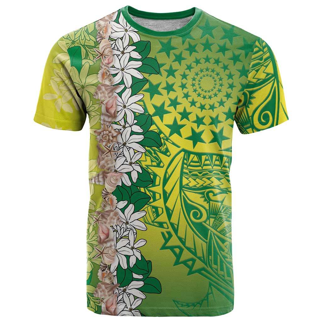 Cook Islands Tiare Maori With Conch Shell T Shirt Pasifika Fest Polynesian Tattoo Green LT14 Green - Polynesian Pride